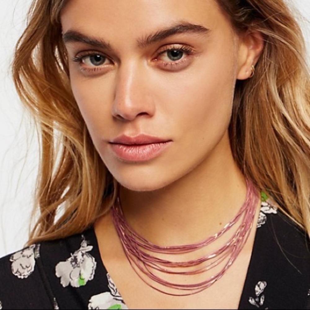Free People Pink Golden Divine Delicate Necklace